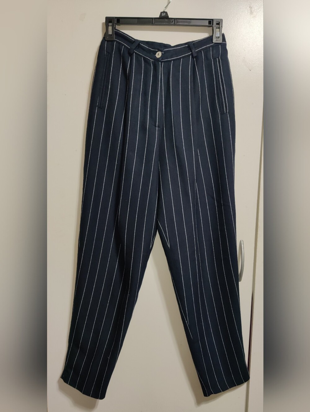 Tailored Navy Pinstripe Dress Pants Women's